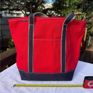 Vibrant Red and Navy XL zippered tote bag